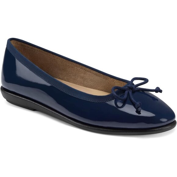 Aerosoles Women Blk Pat Pu Synthetic Polyurethane Closed Slip On Ballet Flat - Picture 2 of 10